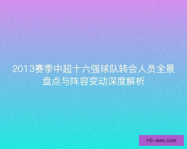 2013赛季中超十六强球队转会人员全景盘点与阵容变动深度解析