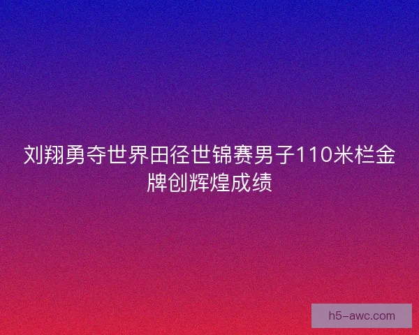 刘翔勇夺世界田径世锦赛男子110米栏金牌创辉煌成绩