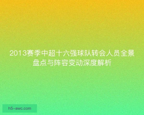 2013赛季中超十六强球队转会人员全景盘点与阵容变动深度解析