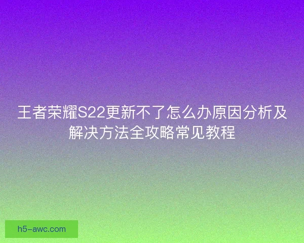 王者荣耀S22更新不了怎么办原因分析及解决方法全攻略常见教程